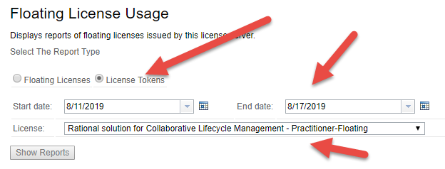 Check the license tokens circle, select end date and license
